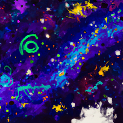 Starry Night inspired view of the Milky Way, complete with whimsical swirls and vibrant colors. Incorporate celestial bodies such as planets, moons, and asteroids in the style of floating impressionist brush strokes.