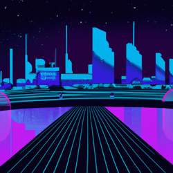 retrofuture neon city