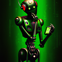 Create a digital artwork of a realistic robot in a surreal setting. Use a combination of realism and abstract elements to create a unique and captivating image. Incorporate a mix of colors and textures to bring the robot to life. Use a combination of painting and digital art techniques to create a visually stunning piece.