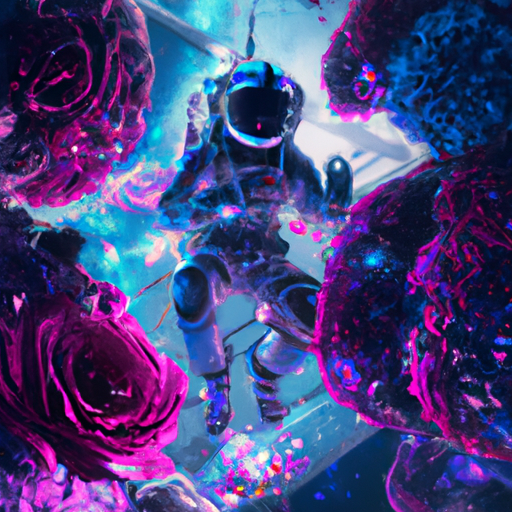 astronaut in Zero Gravity Galaxy, discovery a Purple Rose in black hole !!!, breathtaking borderland fantasycore artwork by Android_Jones, Jean Baptiste monge, Alberto Seveso, James Jean, Jeremy Mann, maximalist highly detailed and intricate professional photography, masterpiece, 8k resolution concept art trending on Artstation, triadic colors, Unreal Engine 5 cg society