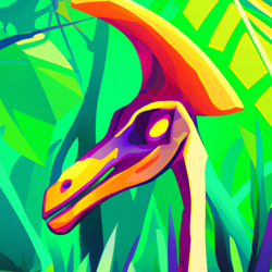 colorful dinosaur in the jungle, surrealism, realistic, digital art