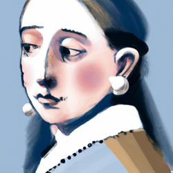 Vermeer Girl with a Pearl Earring and blue eyeshadow and rosy cheeks