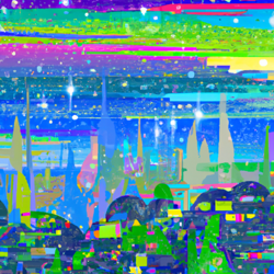 cityscape, brilliant stars, vibrant colors, Monet, 8k resolution, ultra hd, vector graphics, whimsical, serene, panoramic, landscapes, japanese (ukiyo-e)