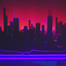 retro future city based on chicago downtown neon cyberpunk