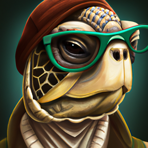 Hipster turtle, portrait, digital art 