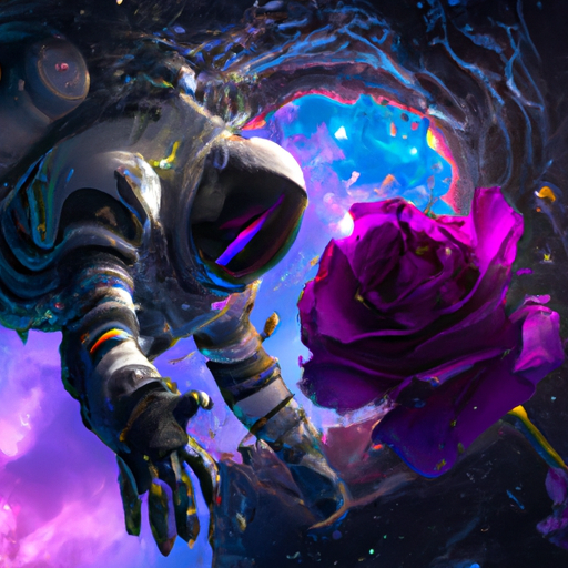 astronaut in Zero Gravity Galaxy, discovery a Purple Rose in black hole !!!, breathtaking borderland fantasycore artwork by Android_Jones, Jean Baptiste monge, Alberto Seveso, James Jean, Jeremy Mann, maximalist highly detailed and intricate professional photography, masterpiece, 8k resolution concept art trending on Artstation, triadic colors, Unreal Engine 5 cg society