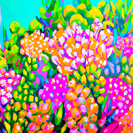 Create a vibrant, abstract painting of a garden of succulents, with bright colors and happy shapes. #abstractart