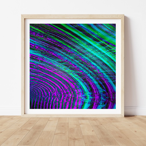 neon fractal pattern with straight lines that is purple and turquoise