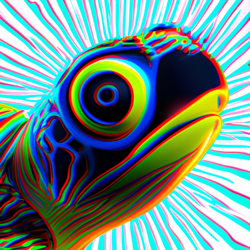 Hipster turtle, psychedelic, wide eyes, staring out at space, futuristic, high angle, defined eyes