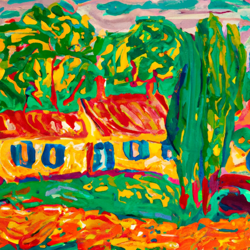 Create a Fauvist painting inspired by Maurice de Vlaminck's 